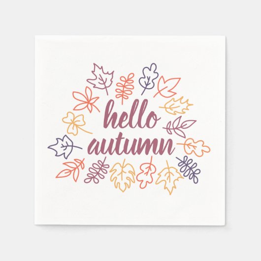 Hello Autumn Fall Floral Typography Modern Serviette (Vorderseite)