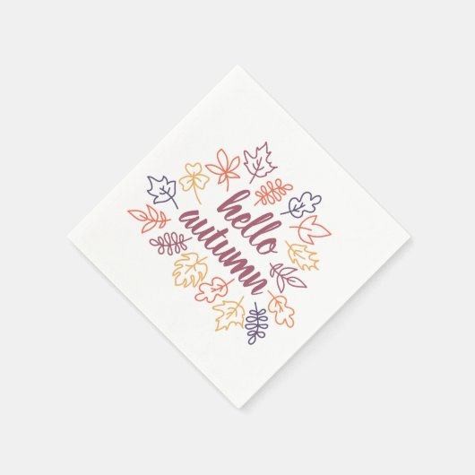 Hello Autumn Fall Floral Typography Modern Serviette (Ecke)