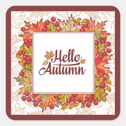 Hello Autumn Herbst Floral Erntedank Quadratischer Aufkleber (Vorderseite)