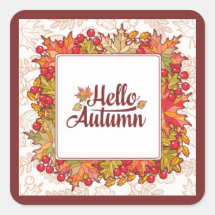 Hello Autumn Herbst Floral Erntedank Quadratischer Aufkleber