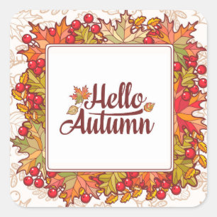 Hello Autumn Herbst Floral Erntedank Quadratischer Aufkleber