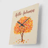 Hello Autumn Maple Tree Quadratische Wanduhr (Winkel)