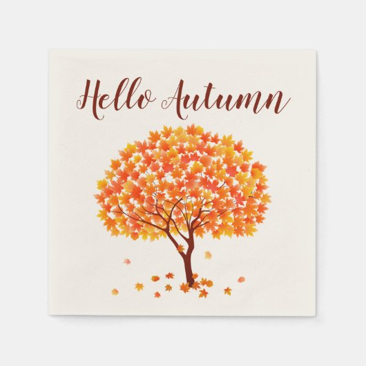 Hello Autumn Maple Tree Serviette (Vorderseite)