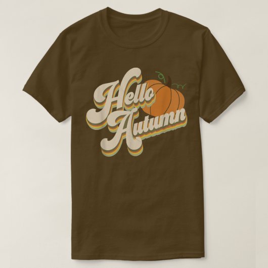 Hello Autumn Pumpkin Fall Cute Fun Retro T-Shirt (Design vorne)
