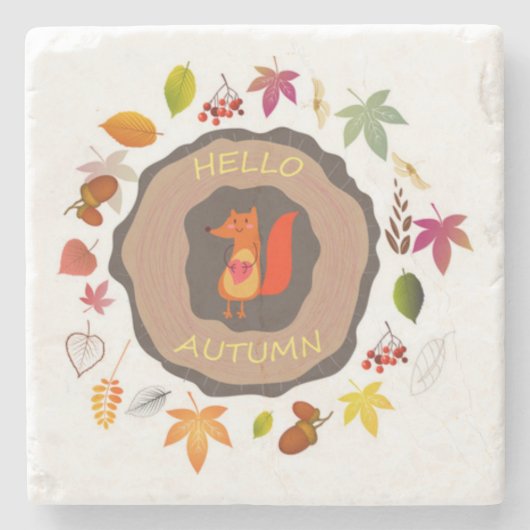 Hello Autumn Stone Untersetzer (Vorderseite)