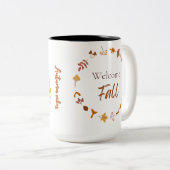 Hello Autumn with Leaf Design Zweifarbige Tasse (VorderseiteRechts)