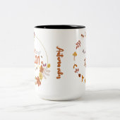 Hello Autumn with Leaf Design Zweifarbige Tasse (Mittel)