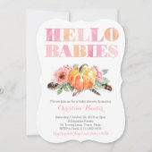 HELLO BABIES Twin Baby Girls Dusche oder Sip und s Einladung (Vorderseite)