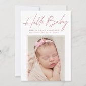 Hello Baby 2 Foto Birth Ankündigung (Vorderseite)