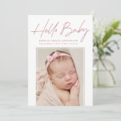 Hello Baby 2 Foto Birth Ankündigung (Stehend Vorderseite)