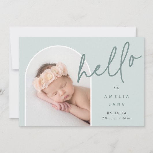Hello Baby | Ankündigung von Foto zur Geburt (Vorderseite)