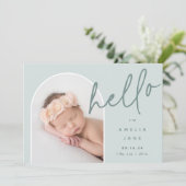 Hello Baby | Ankündigung von Foto zur Geburt (Stehend Vorderseite)