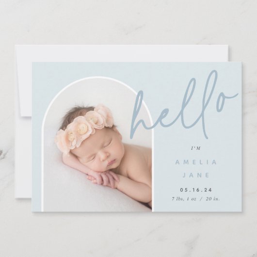 Hello Baby | Ankündigung von Foto zur Geburt (Vorderseite)