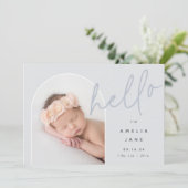 Hello Baby | Ankündigung von Foto zur Geburt (Stehend Vorderseite)