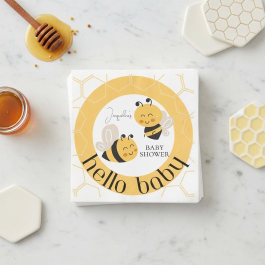 Hello Baby Bee: Adorable Baby Shower Napkins Serviette