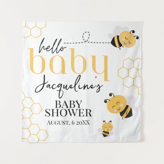 Hello Baby Bee: Adorable Baby Shower Wandteppich (Vorderseite)