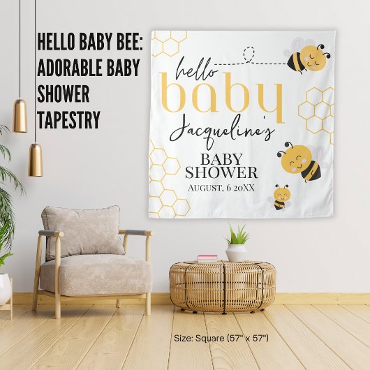 Hello Baby Bee: Adorable Baby Shower Wandteppich