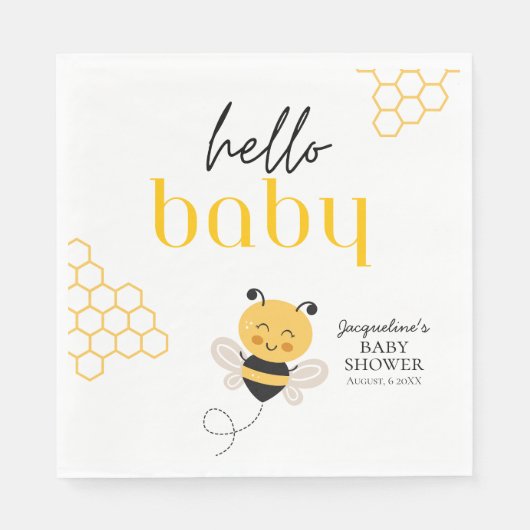 Hello Baby Bee: Sweet Baby Shower Napkins Serviette (Vorderseite)