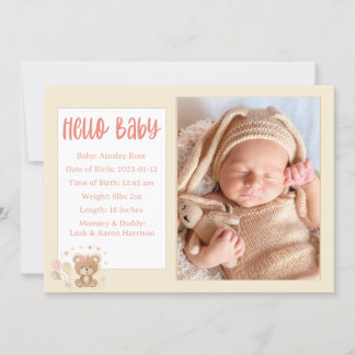 Hello Baby Birth Announcement Card Ankündigung
