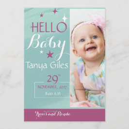Hello Baby Birth Announcement Card Einladung