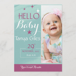 Hello Baby Birth Announcement Card Einladung