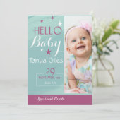 Hello Baby Birth Announcement Card Einladung (Stehend Vorderseite)