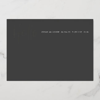 Hello Baby Birth Foto Ankündigung Charcoal Foil