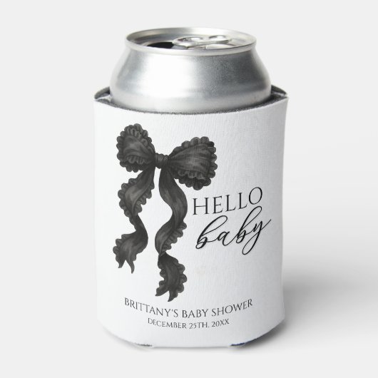 Hello Baby Black Bow Baby Dusche Modern Dosenkühler (Kanne Vorderseite)