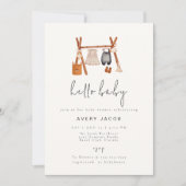 Hello Baby | Boho Clothes Kinderdusche Einladung (Vorderseite)