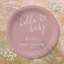 Hello Baby Boho Dusty Rose Girl Baby Shower