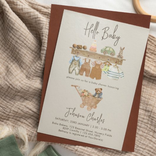Hello Baby Boho Kinderzimmer Niedlich Neutral Baby Einladung