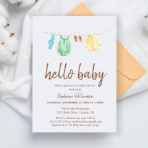 Hello Baby Boho Kleidung Line Baby Dusche Invita
