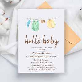 Hello Baby Boho Kleidung Line Baby Dusche Invita Einladung