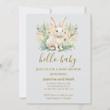 Hello Baby Boho Neutral Bunny 