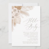 Hello Baby Boho Pampas Grass Baby Shower Einladung (Vorderseite)