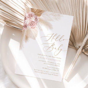Hello Baby Boho Pampas Grass Girl Baby Shower Einladung