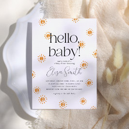 Hello Baby | Boho Sunshine Baby Dusche Einladung