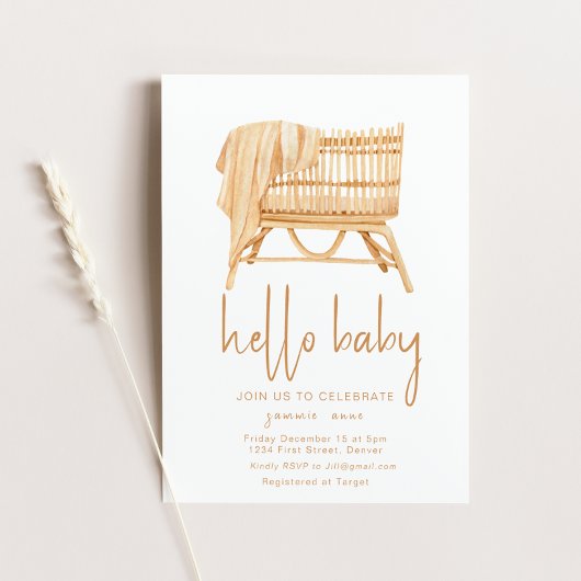 Hello Baby Boho Theme Kribdusche Einladung