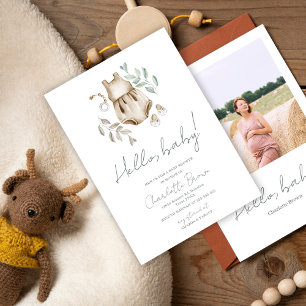 Hello Baby Boho Watercolor Babydusche Einladung