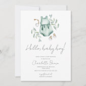 Hello Baby Boho Watercolor Boy Baby Shower Einladung (Vorderseite)