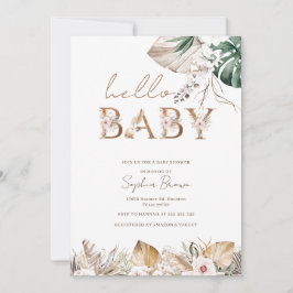 Hello Baby Boho Watercolor Floral Baby Dusche Einladung