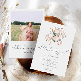 Hello Baby Boho Watercolor Girl Baby Dusche Einladung