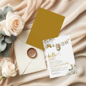 Hello Baby Botanical Clothes Neutral Baby Shower Einladung