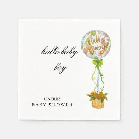 Hello Baby Boy Baby Shower Napkins – Soft Elegant  Serviette (Vorderseite)