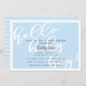 Hello Baby Boy - Blue Modern Baby Dusche Einladung (Vorne/Hinten)
