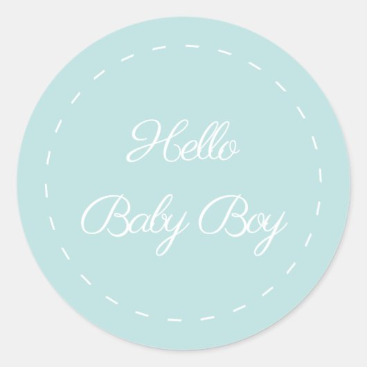 Hello Baby Boy Classic Round Sticker (Vorderseite)