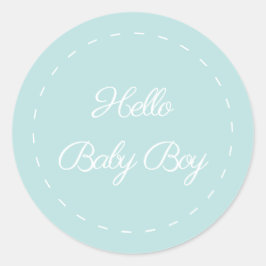 Hello Baby Boy Classic Round Sticker