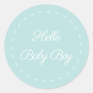 Hello Baby Boy Classic Round Sticker