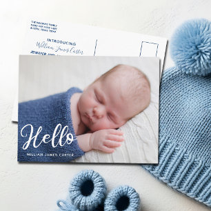 Hello Baby Boy Foto Einfache Geburtserklärung Postkarte