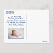 Hello Baby Boy Foto Einfache Geburtserklärung Postkarte (Rückseite)